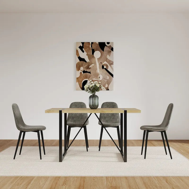 Chaises de salle à manger modernes avec revêtement en tissu de lin et pieds métalliques robustes