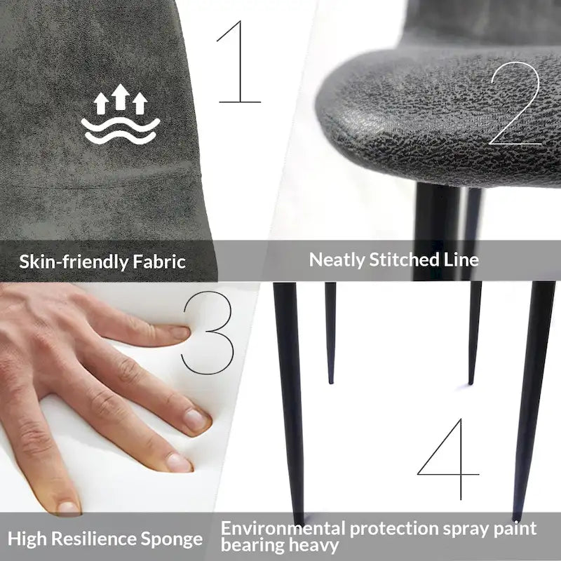 Chaises de salle à manger modernes avec revêtement en tissu de lin et pieds métalliques robustes