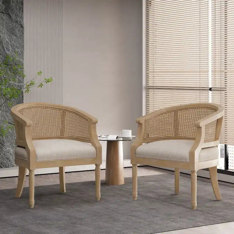 Chaises d'appoint en bois et en rotin