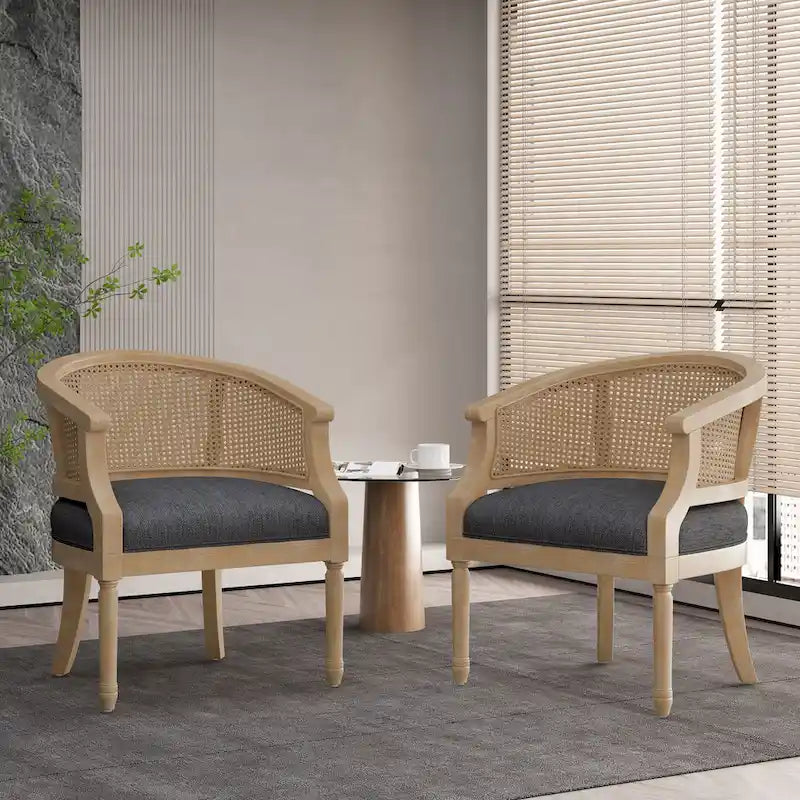 Chaises d'appoint en bois et en rotin