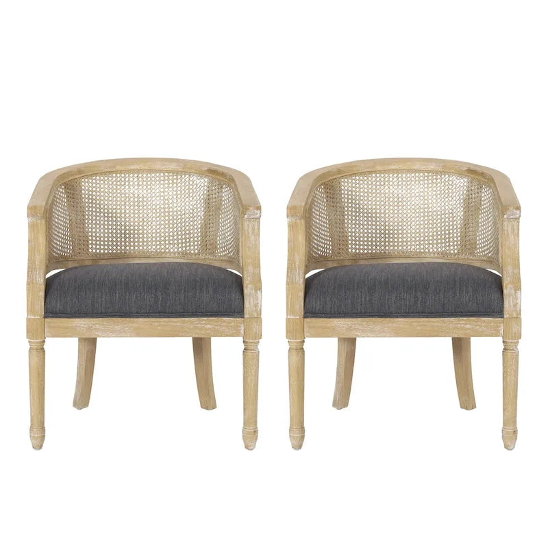 Chaises d'appoint en bois et en rotin