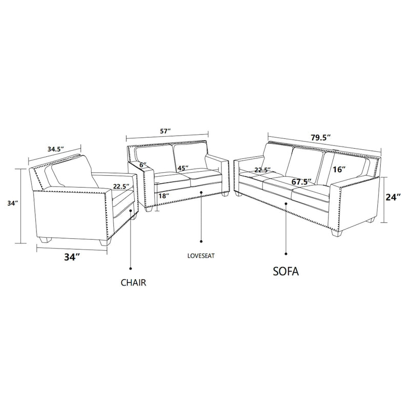 Canapé moderne en tissu de lin avec cadre en bois massif