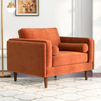 Fauteuil à dossier coussin en velours, style Mid-Century Modern