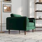 Fauteuil à dossier coussin en velours, style Mid-Century Modern