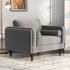 Fauteuil à dossier coussin en velours, style Mid-Century Modern