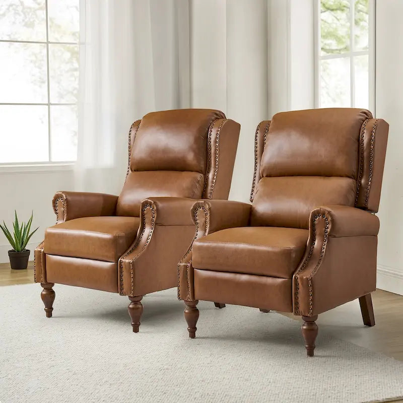 Fauteuil inclinable manuel traditionnel en cuir vegan à dossier rabattable