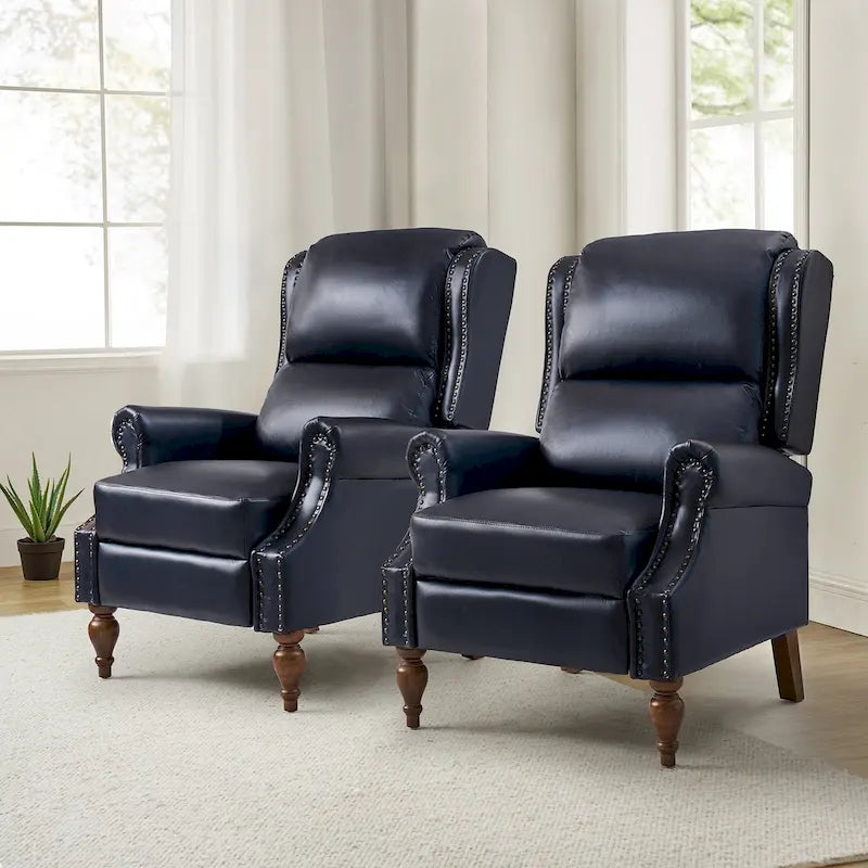 Fauteuil inclinable manuel traditionnel en cuir vegan à dossier rabattable