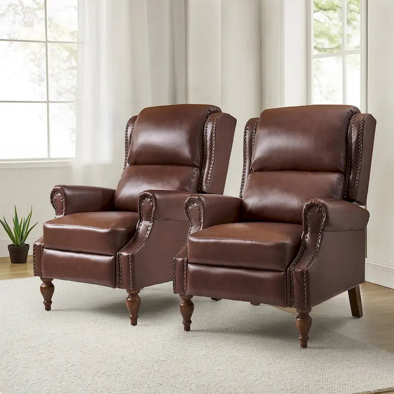 Fauteuil inclinable manuel traditionnel en cuir vegan à dossier rabattable
