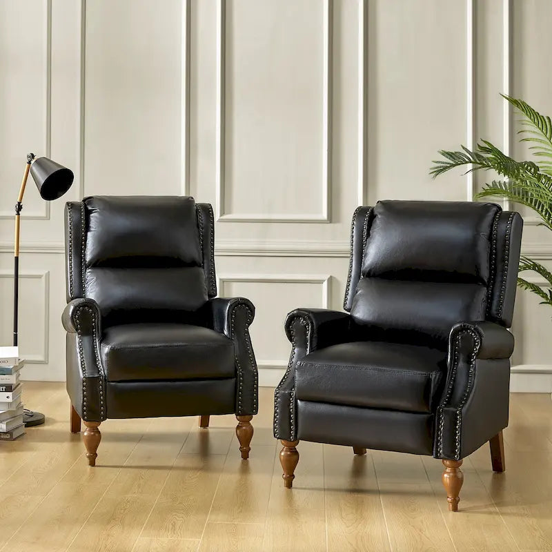 Fauteuil inclinable manuel traditionnel en cuir vegan à dossier rabattable