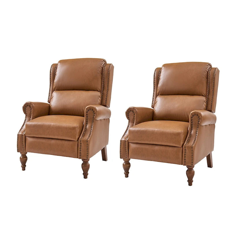Fauteuil inclinable manuel traditionnel en cuir vegan à dossier rabattable