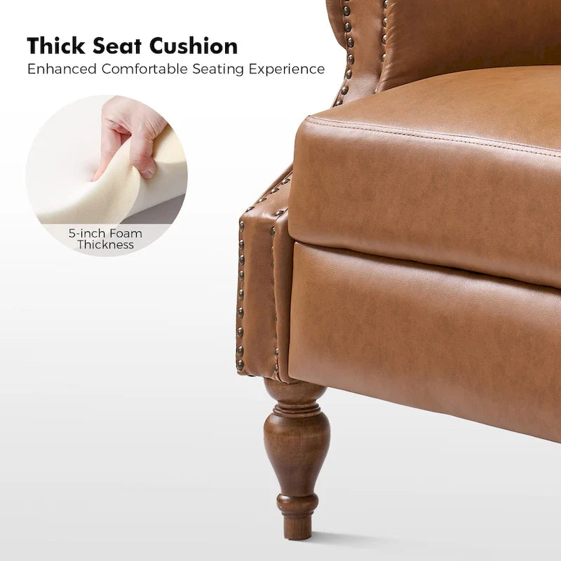 Fauteuil inclinable manuel traditionnel en cuir vegan à dossier rabattable