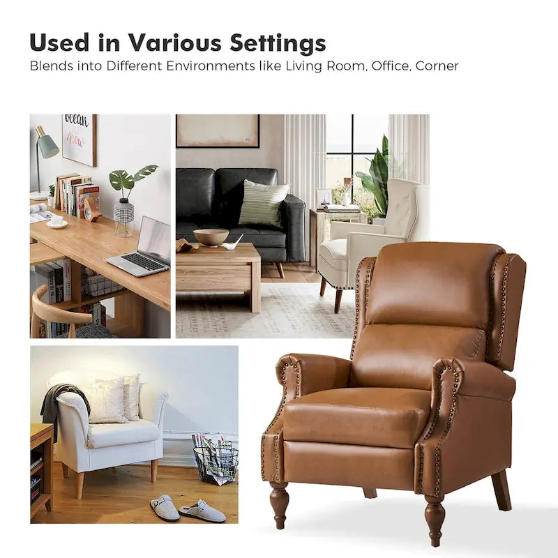 Fauteuil inclinable manuel traditionnel en cuir vegan à dossier rabattable