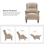 Fauteuil inclinable manuel traditionnel en cuir vegan à dossier rabattable