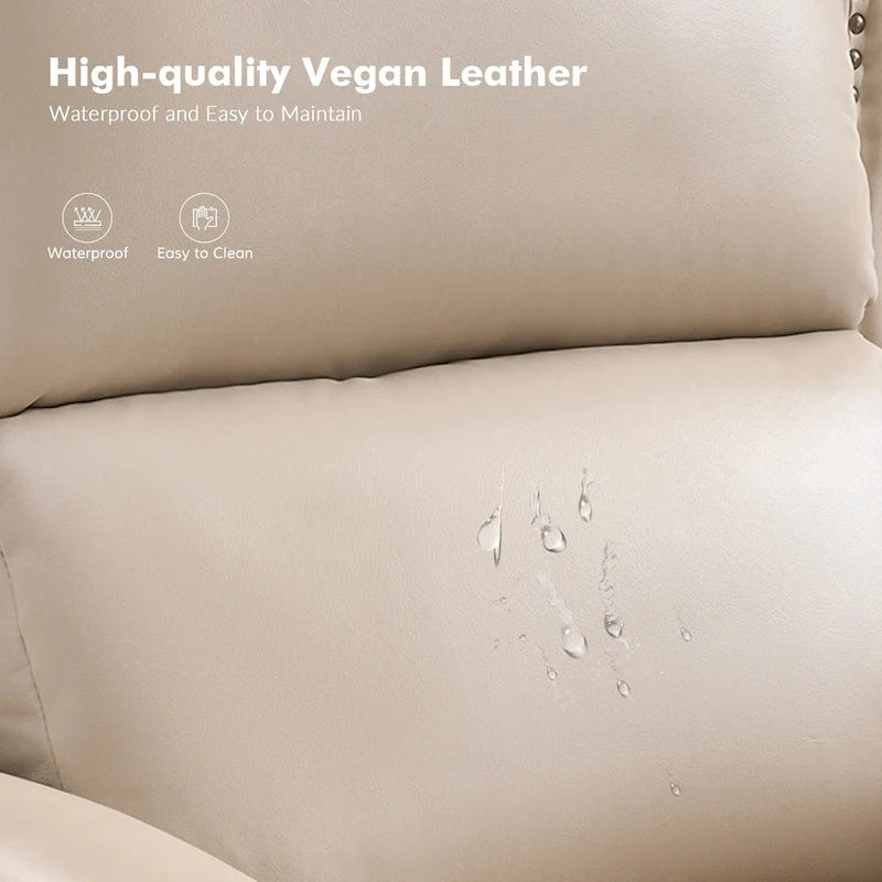 Fauteuil inclinable manuel traditionnel en cuir vegan à dossier rabattable