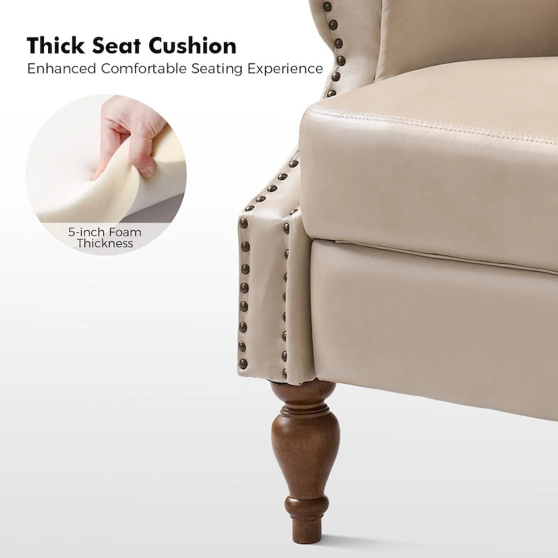 Fauteuil inclinable manuel traditionnel en cuir vegan à dossier rabattable
