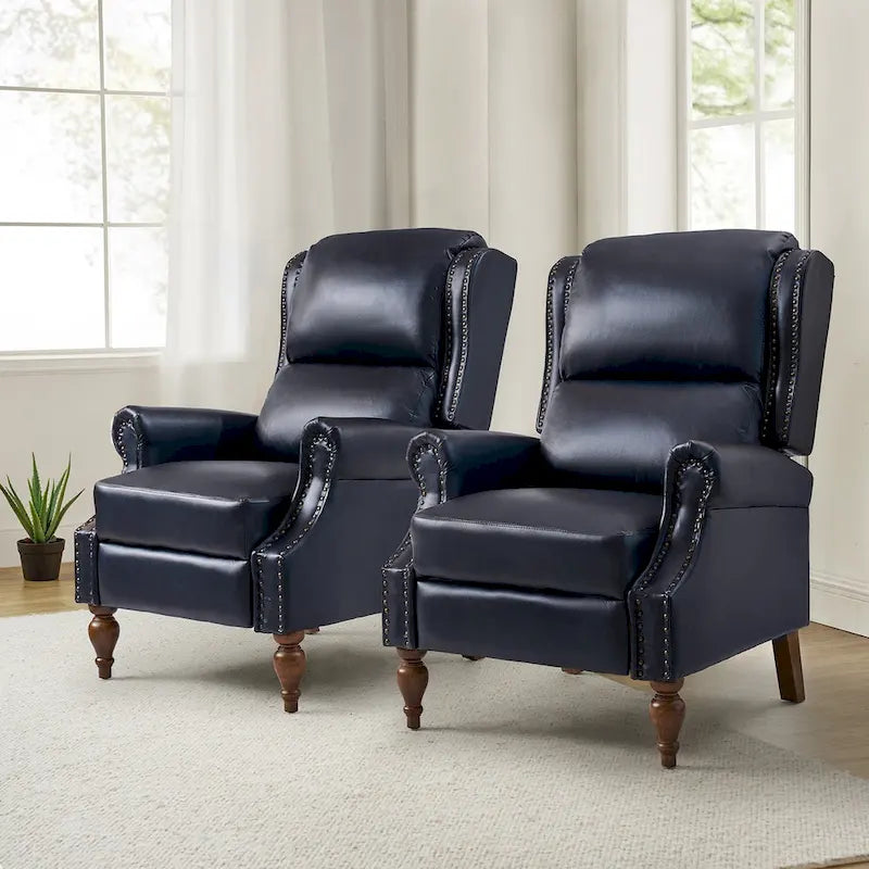Fauteuil inclinable manuel traditionnel en cuir vegan à dossier rabattable