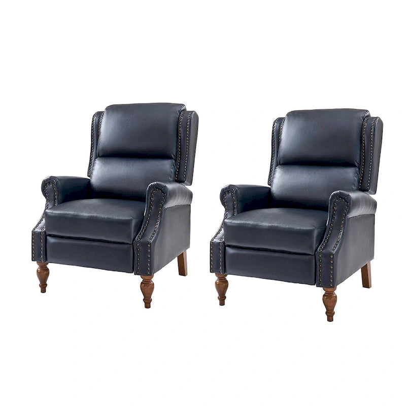 Fauteuil inclinable manuel traditionnel en cuir vegan à dossier rabattable