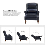 Fauteuil inclinable manuel traditionnel en cuir vegan à dossier rabattable