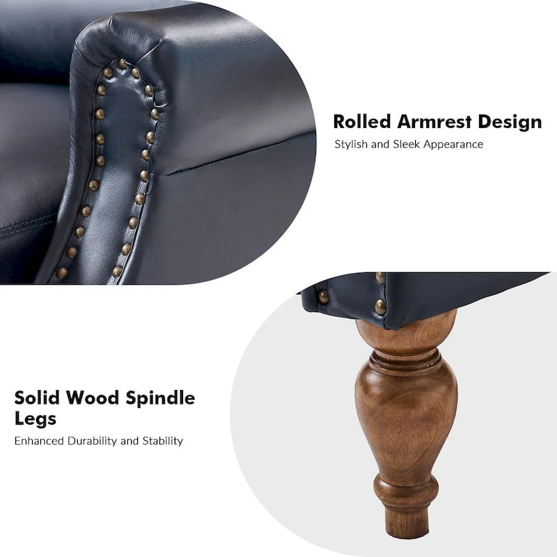 Fauteuil inclinable manuel traditionnel en cuir vegan à dossier rabattable