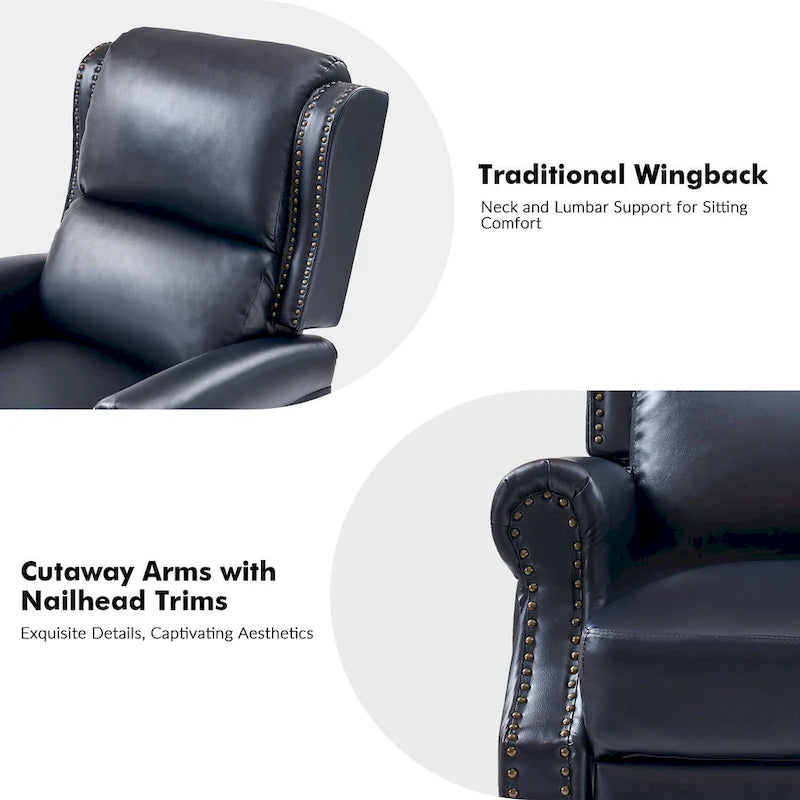 Fauteuil inclinable manuel traditionnel en cuir vegan à dossier rabattable
