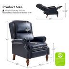 Fauteuil inclinable manuel traditionnel en cuir vegan à dossier rabattable