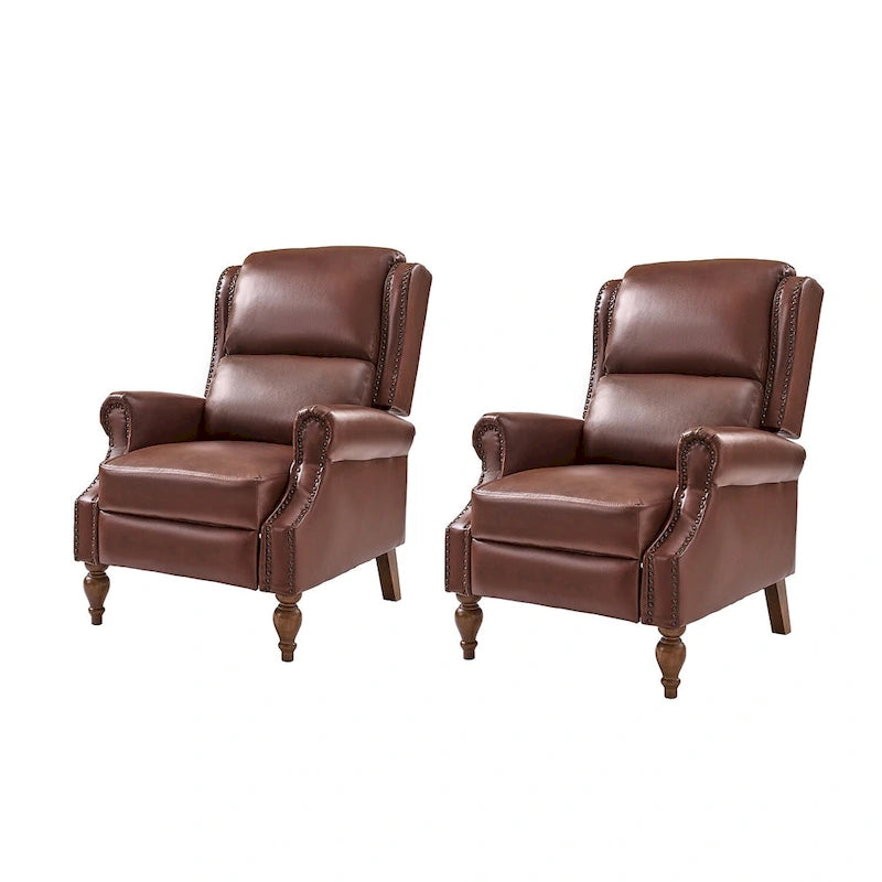 Fauteuil inclinable manuel traditionnel en cuir vegan à dossier rabattable