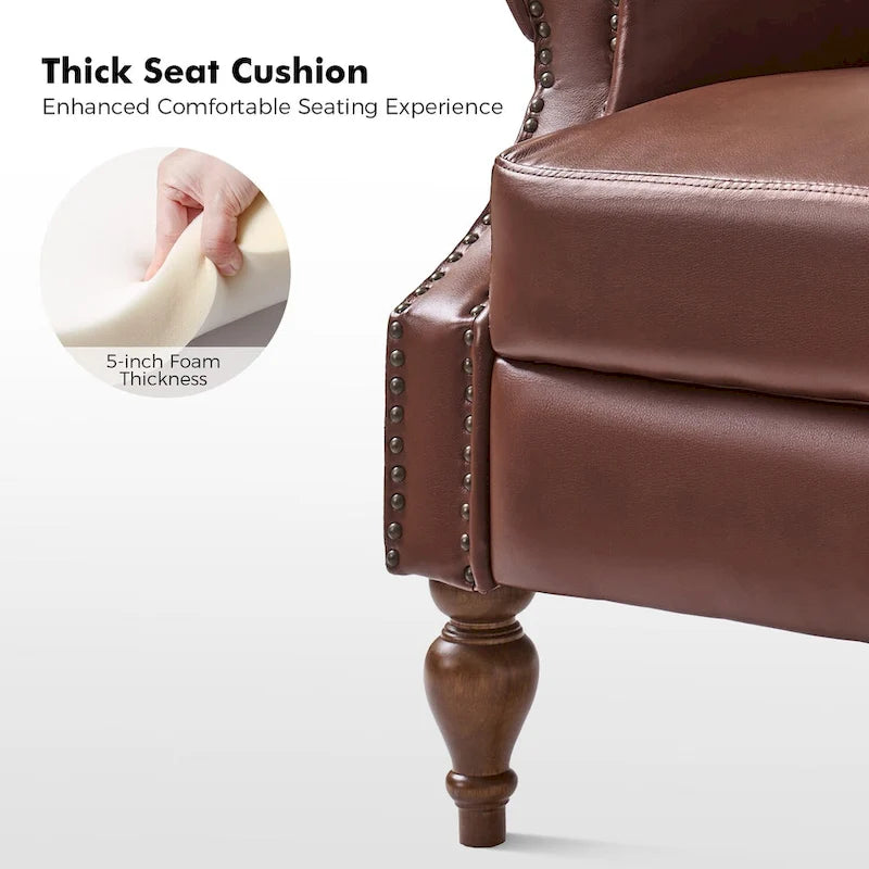 Fauteuil inclinable manuel traditionnel en cuir vegan à dossier rabattable