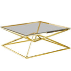 Table basse carrée inclinée en acier inoxydable