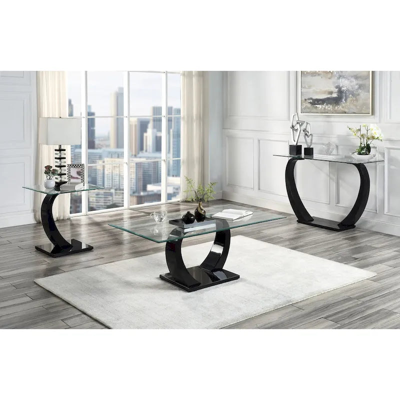 Cres Glam Glasstop 3-Piece Coffee Table Set by 