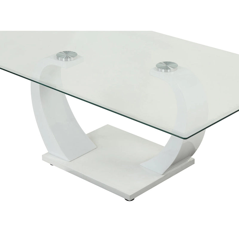 Table basse Glam en verre avec 2 tables d'appoint