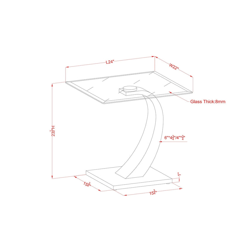 Table basse Glam en verre avec 2 tables d'appoint