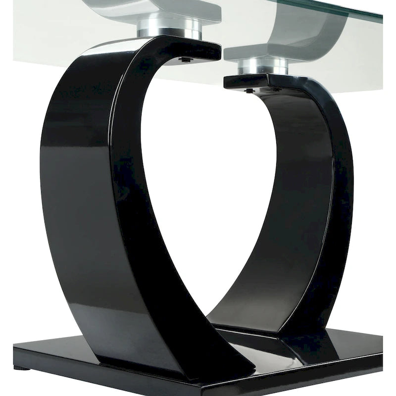 Table basse Glam en verre avec 2 tables d'appoint