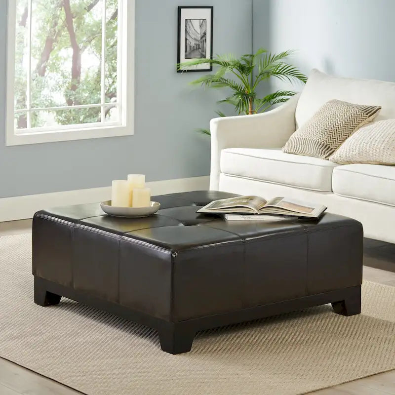 Darlington Espresso Bonded Leather Ottoman by 