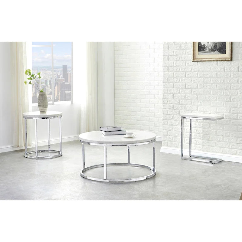 Table d'appoint avec plateau en marbre blanc