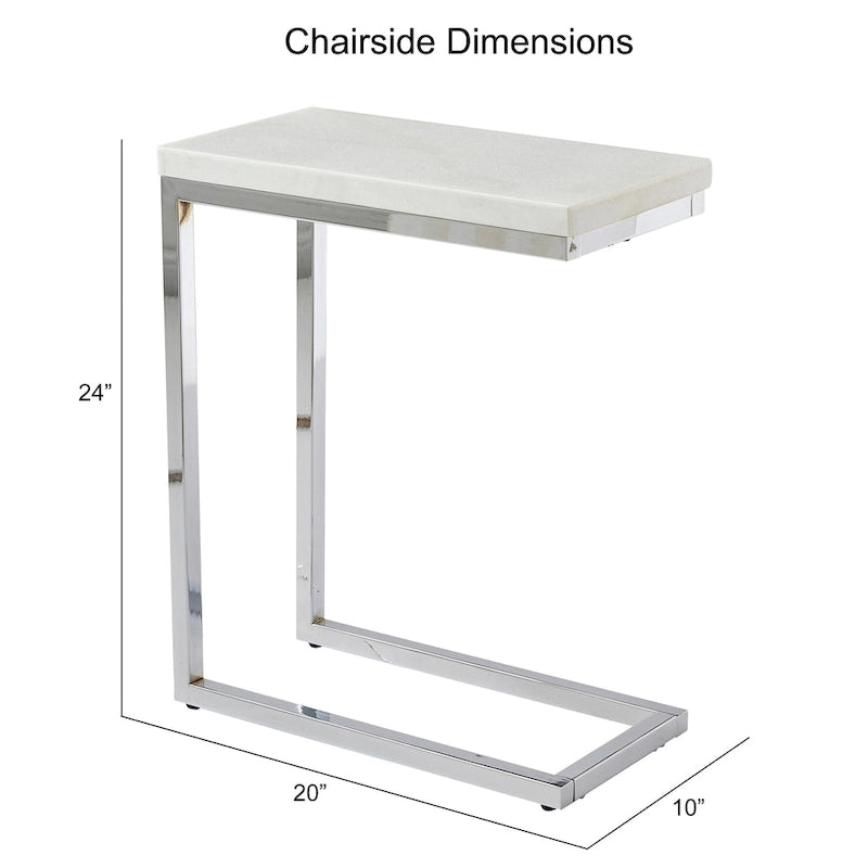 Table d'appoint avec plateau en marbre blanc