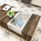 Table basse à 3 étagères bicolore en hickory clair moderne de 47 pouces