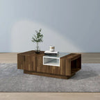 Table basse à 3 étagères bicolore en hickory clair moderne de 47 pouces