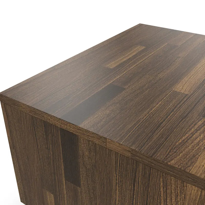 Table basse à 3 étagères bicolore en hickory clair moderne de 47 pouces