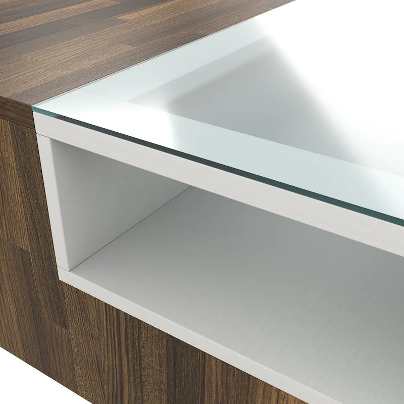 Table basse à 3 étagères bicolore en hickory clair moderne de 47 pouces