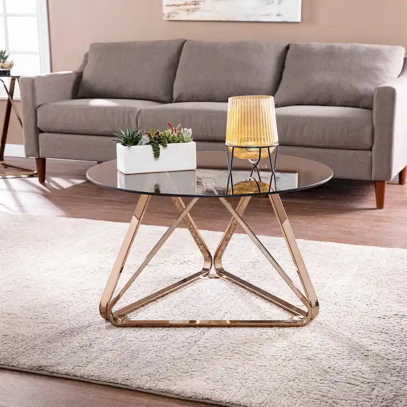  Sawtelle Contemporary Champagne Glass Coffee Table
