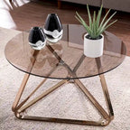 Table basse contemporaine en verre et acier Champagne