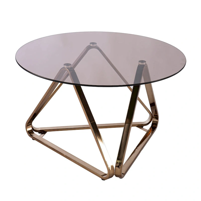 Table basse contemporaine en verre et acier Champagne