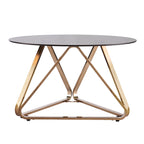 Table basse contemporaine en verre et acier Champagne