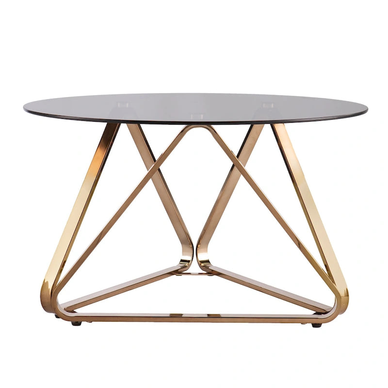Table basse contemporaine en verre et acier Champagne