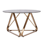 Table basse contemporaine en verre et acier Champagne