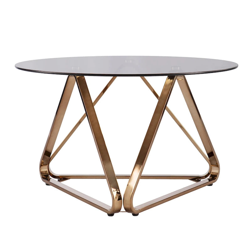 Table basse contemporaine en verre et acier Champagne
