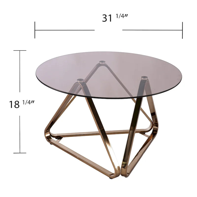 Table basse contemporaine en verre et acier Champagne