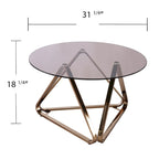Table basse contemporaine en verre et acier Champagne