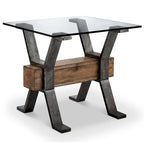 Table d'appoint rectangulaire de style industriel en bois recyclé