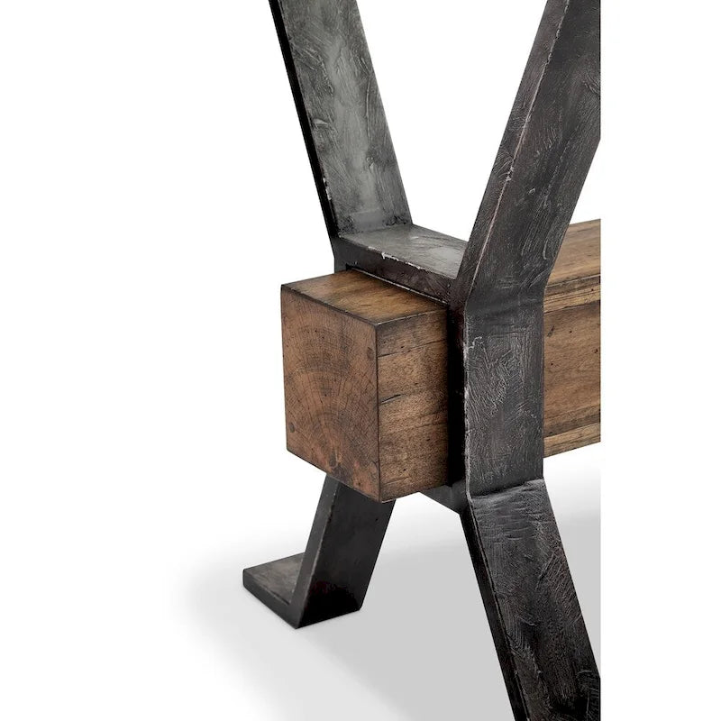 Table d'appoint rectangulaire de style industriel en bois recyclé